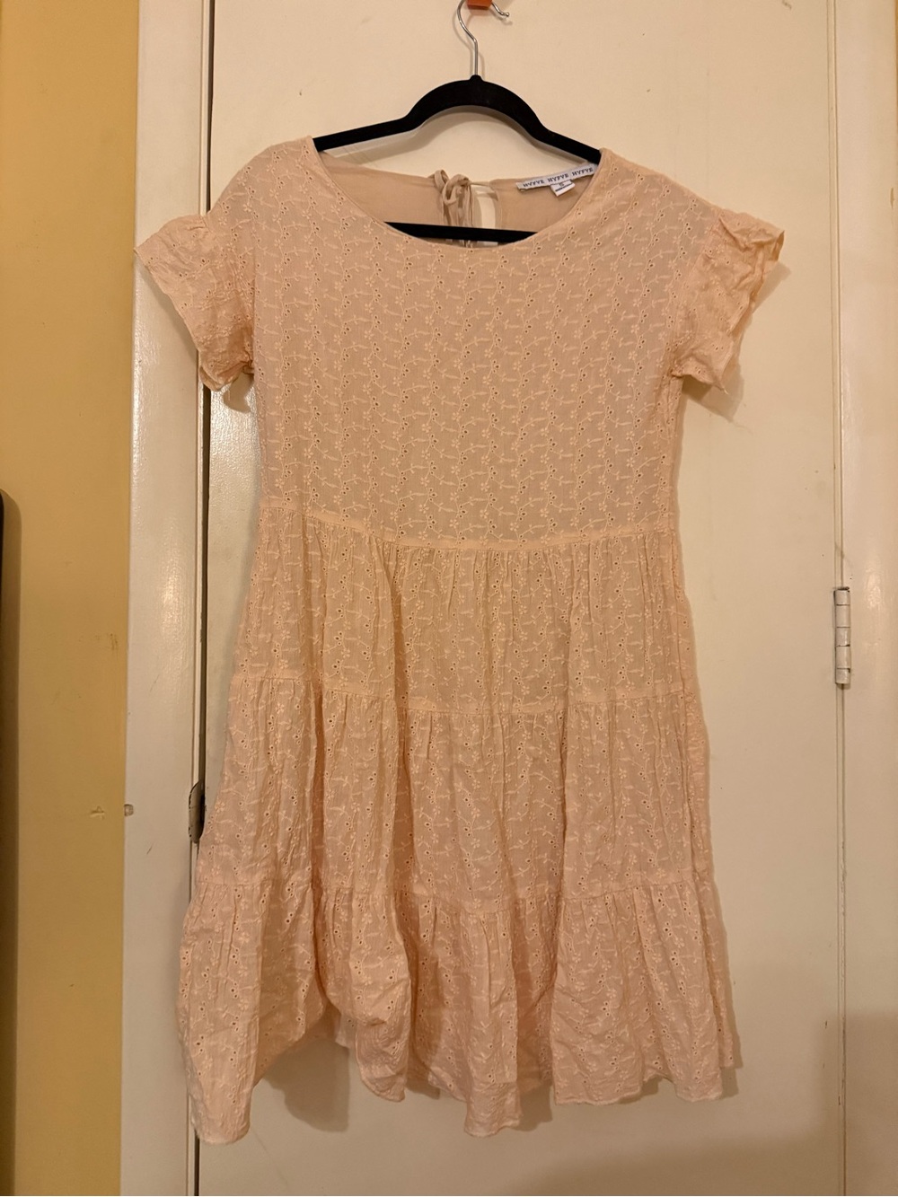 Peach Eyelet Tiered Dress